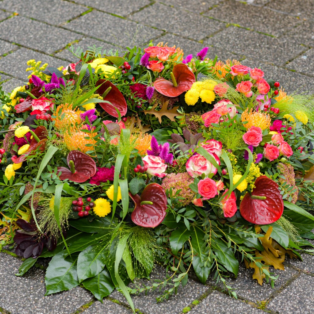 Couronne colorée mortuaire