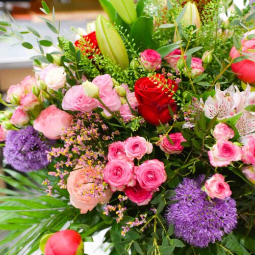 Bouquet Géant rond de couleur rouge et rose